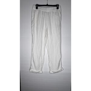 TAHARI 100% LINEN PANTS SIZE MEDIUM WHITE